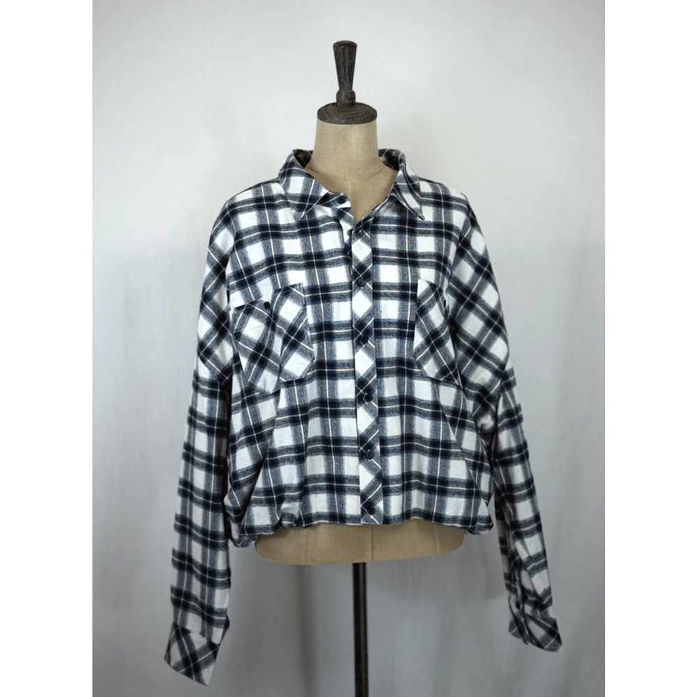 NWT Dear John BOUTIQUE Cropped Plaid Button-Up Light Weight Jacket #0253 XS